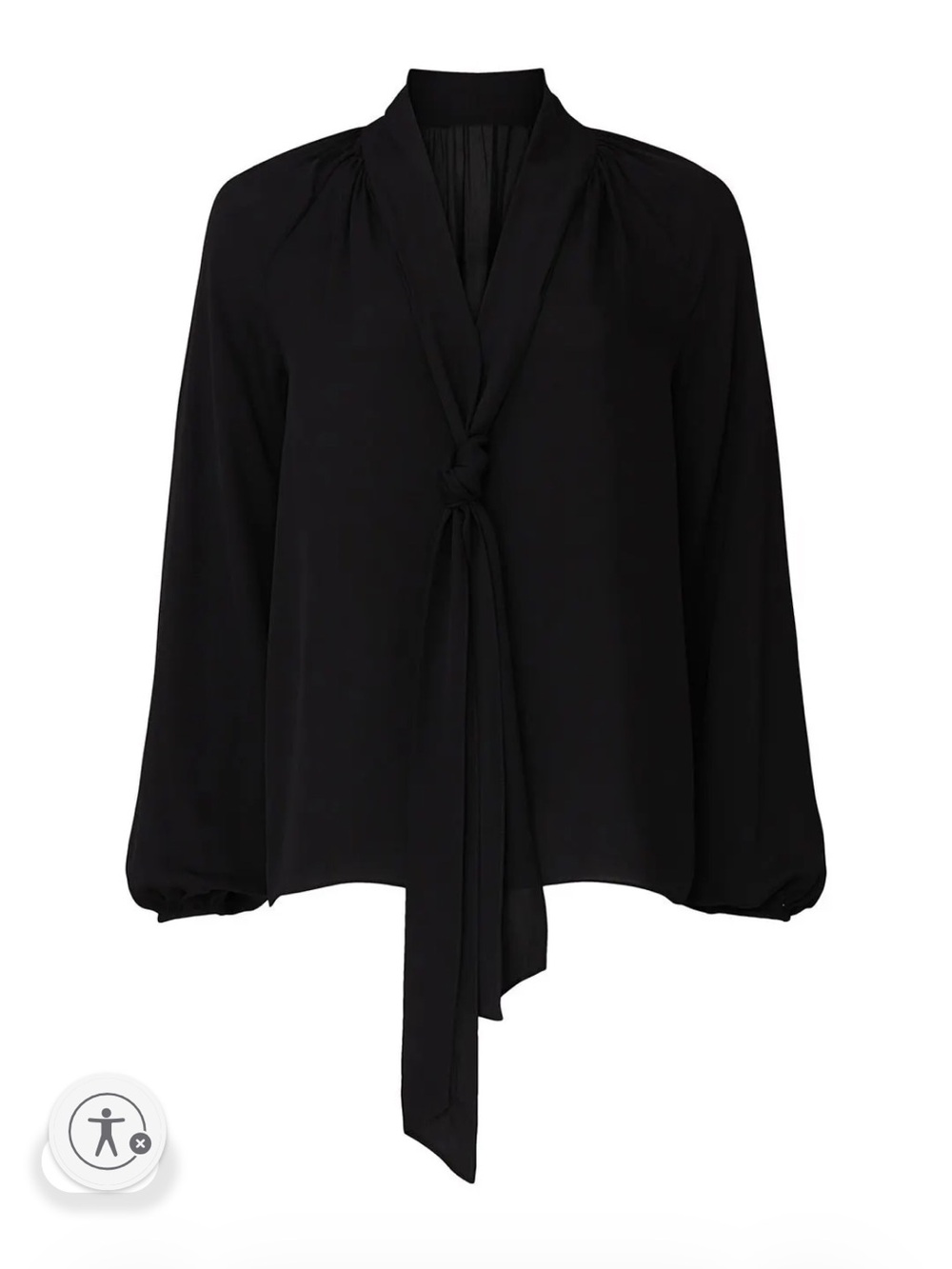 Theory Black Tie-Neck Scarf Blouse